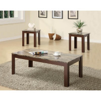 Coaster Furniture 700395 3-piece Faux Marble Top Occasional Set Brown